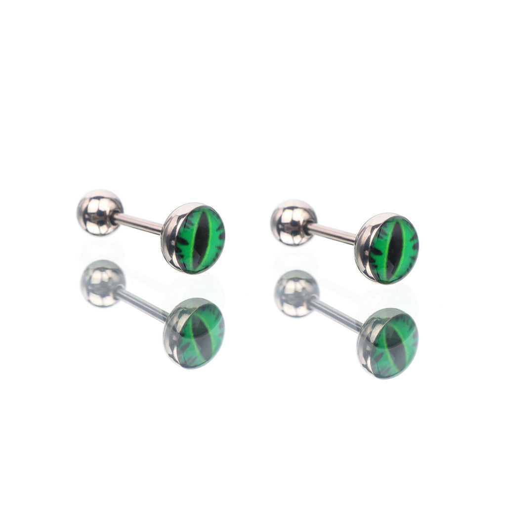 Red & Green Resin Oil Slick Evil Eye Stainless Steel Ear Studs