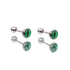 Red & Green Resin Oil Slick Evil Eye Stainless Steel Ear Studs