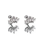 Diamond-Cut CZ Fan Stainless Steel Ear Studs