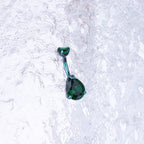 Teardrop CZ Internally Threaded Titanium Belly Ring