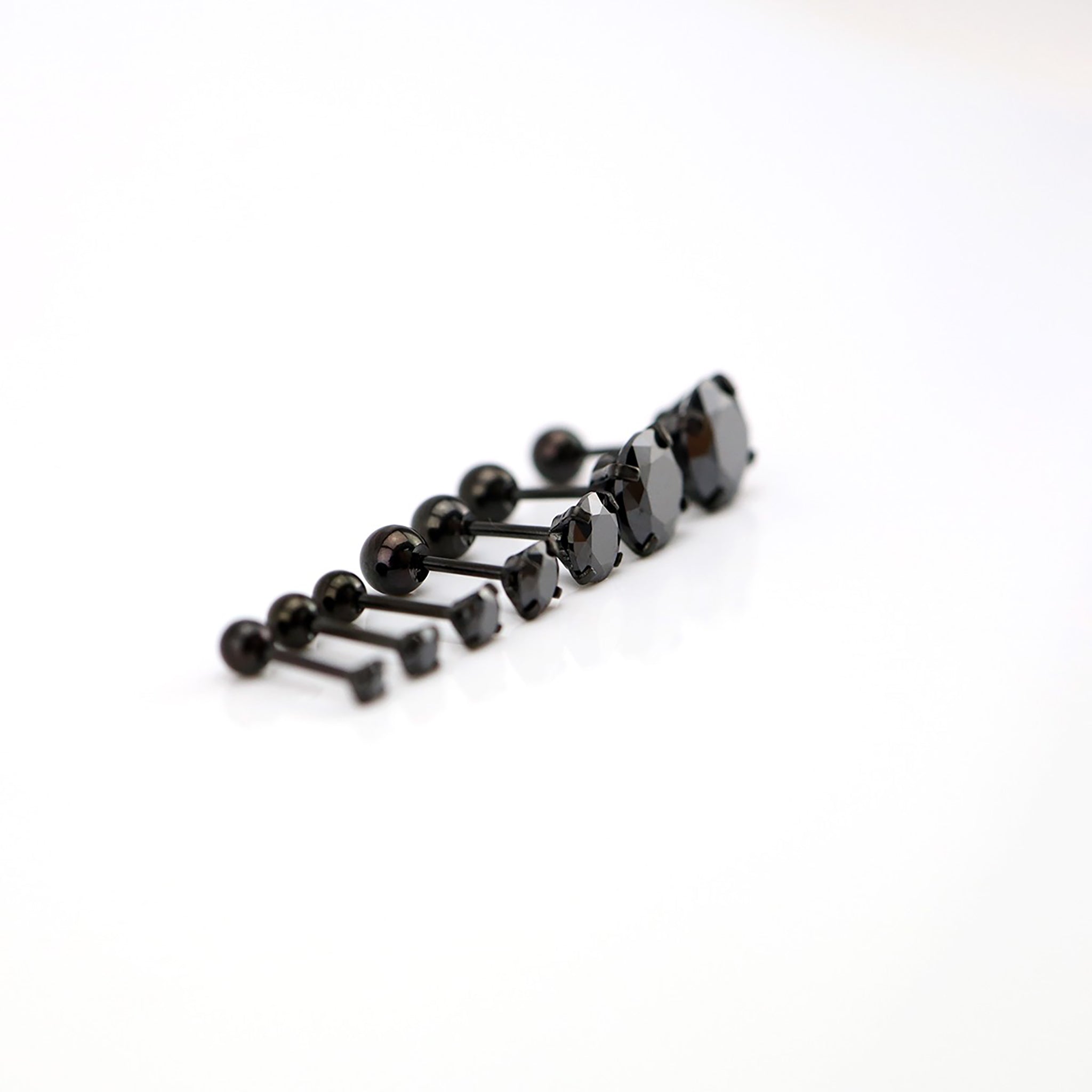 Thin Post Black CZ Stainless Steel Ear Stud