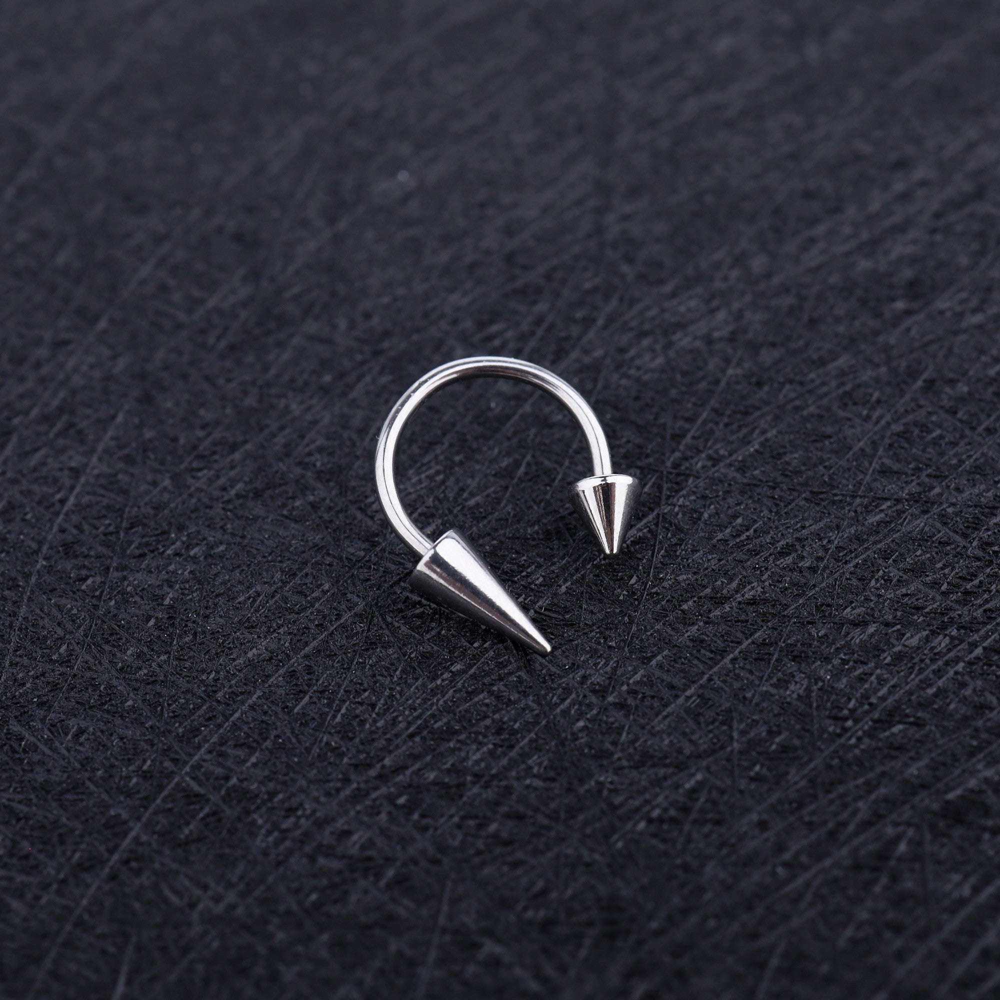 Spike and Ball Ends Horseshoe Lip Ring
