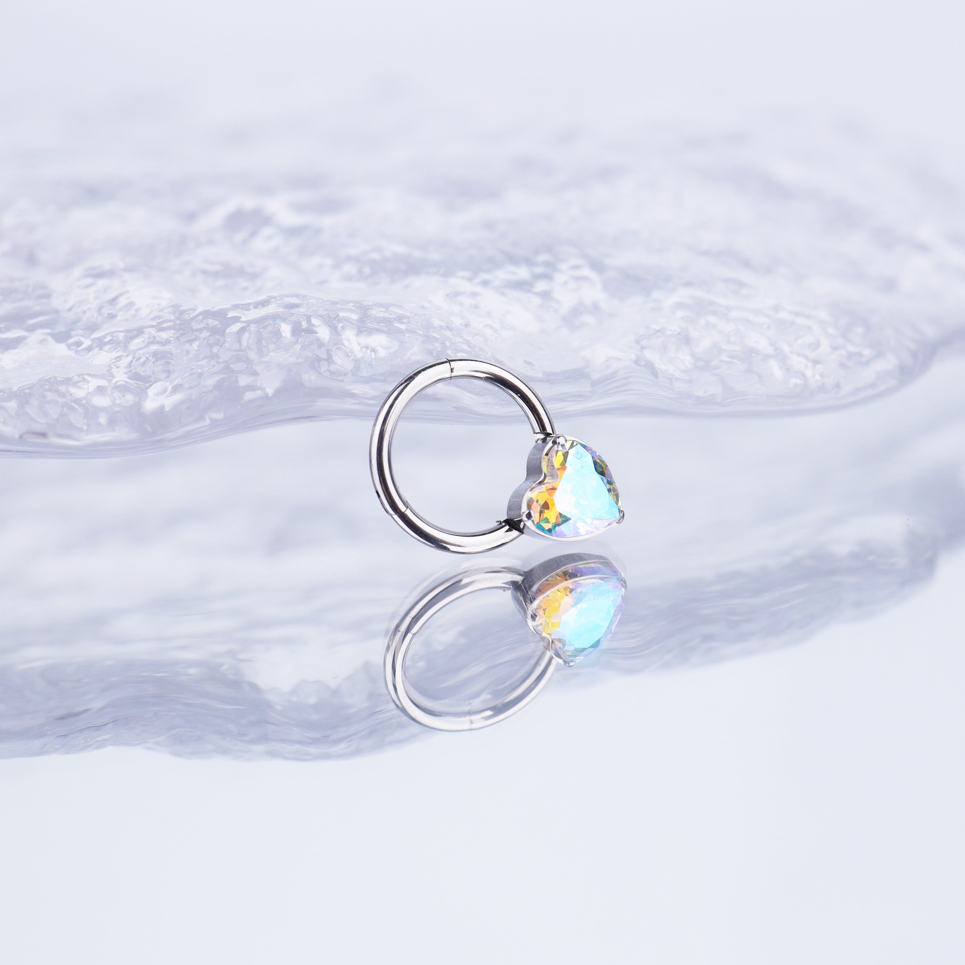 Heart-shaped CZ stainless steel Segment Hoop