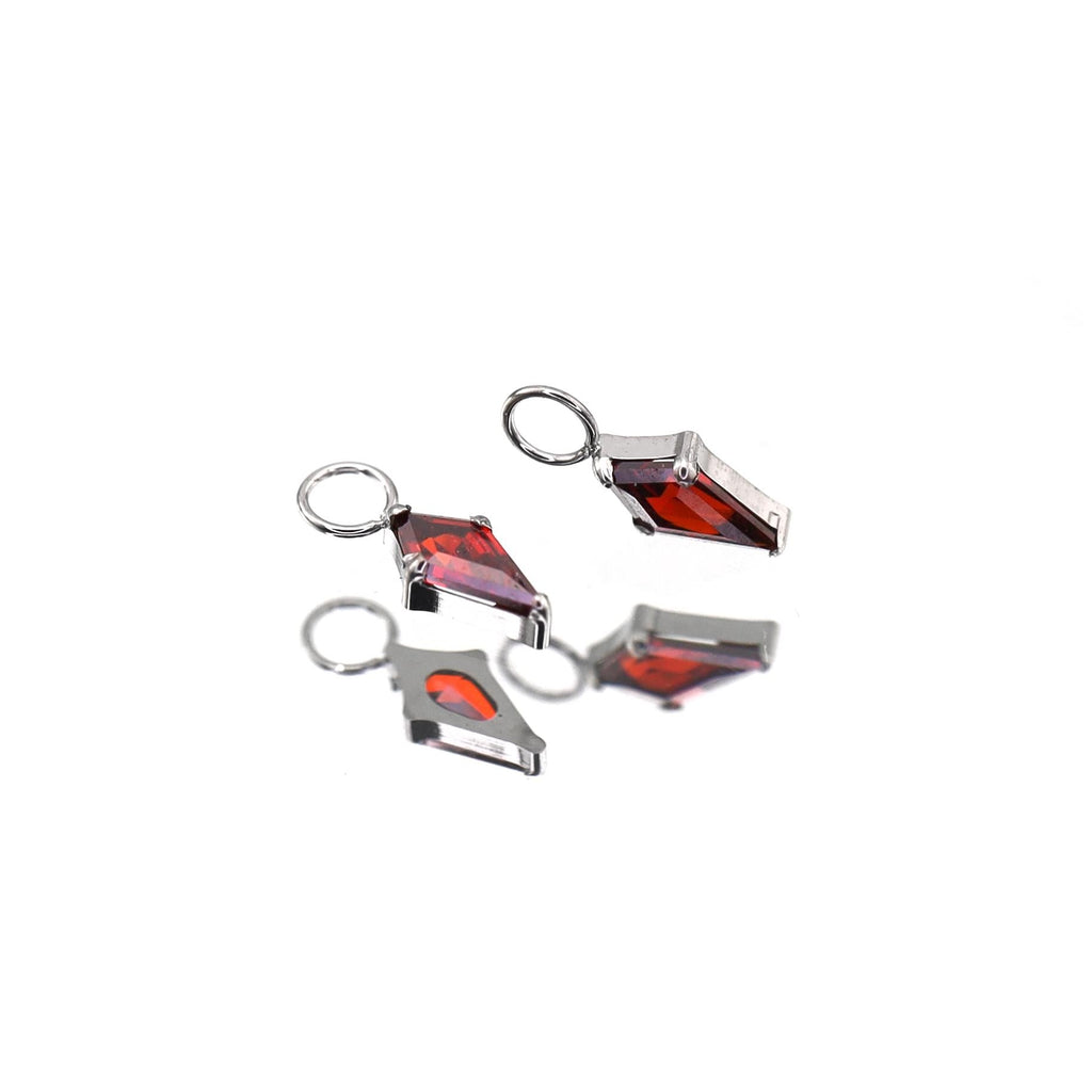 Red Rhombic CZ Pendant Titanium Segment Hoop