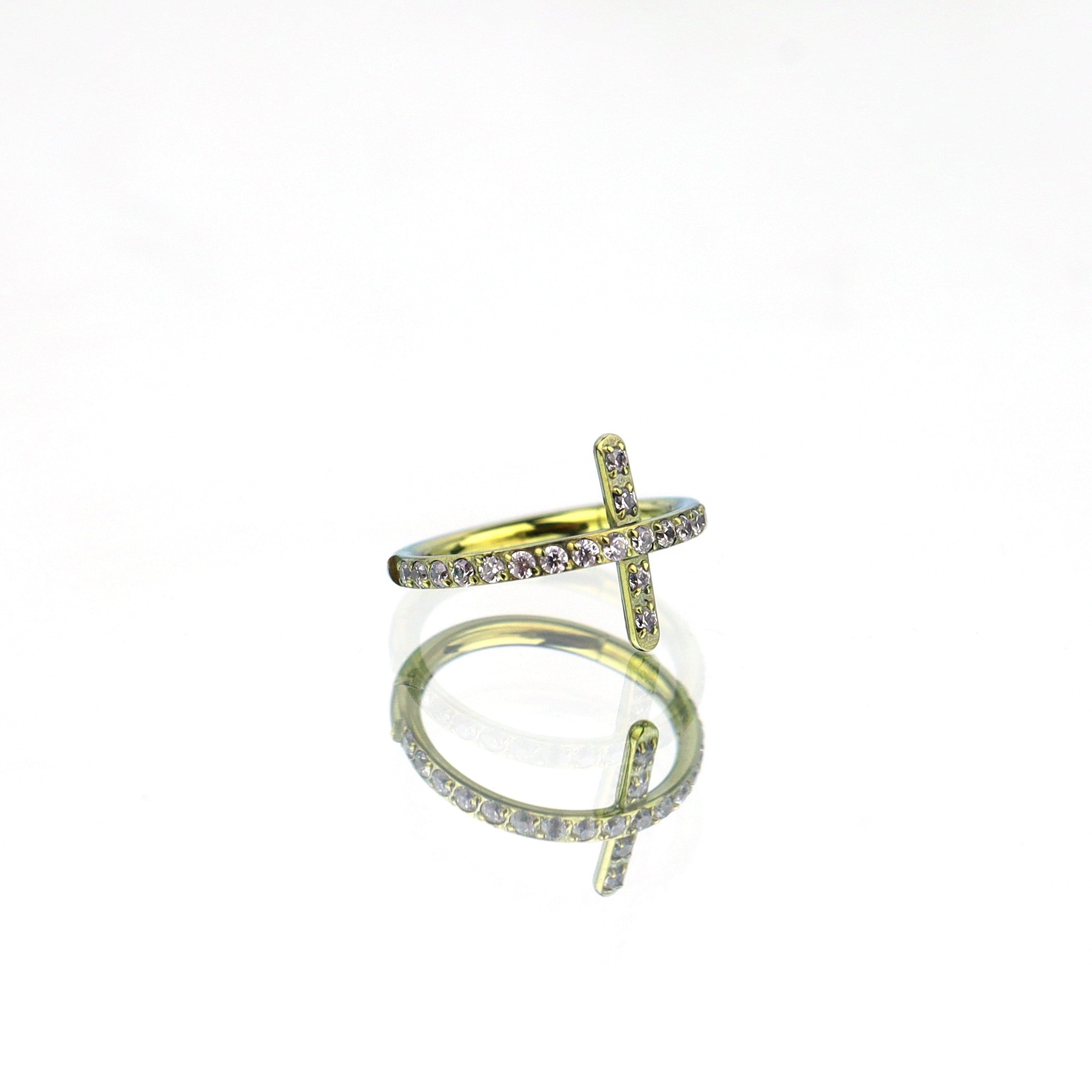 Cross CZ Titanium Clicker Nose Hoop