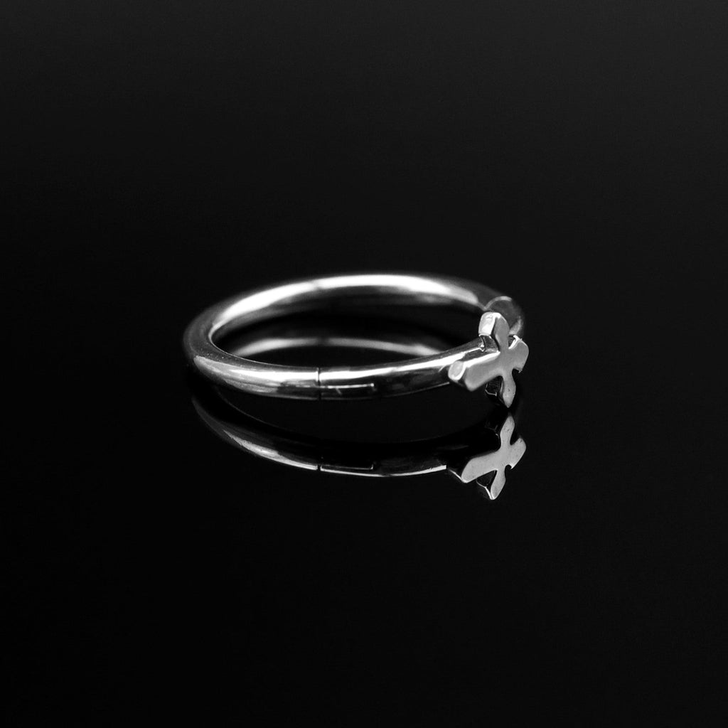 Gothic Cross stainless steel Segment Hoop