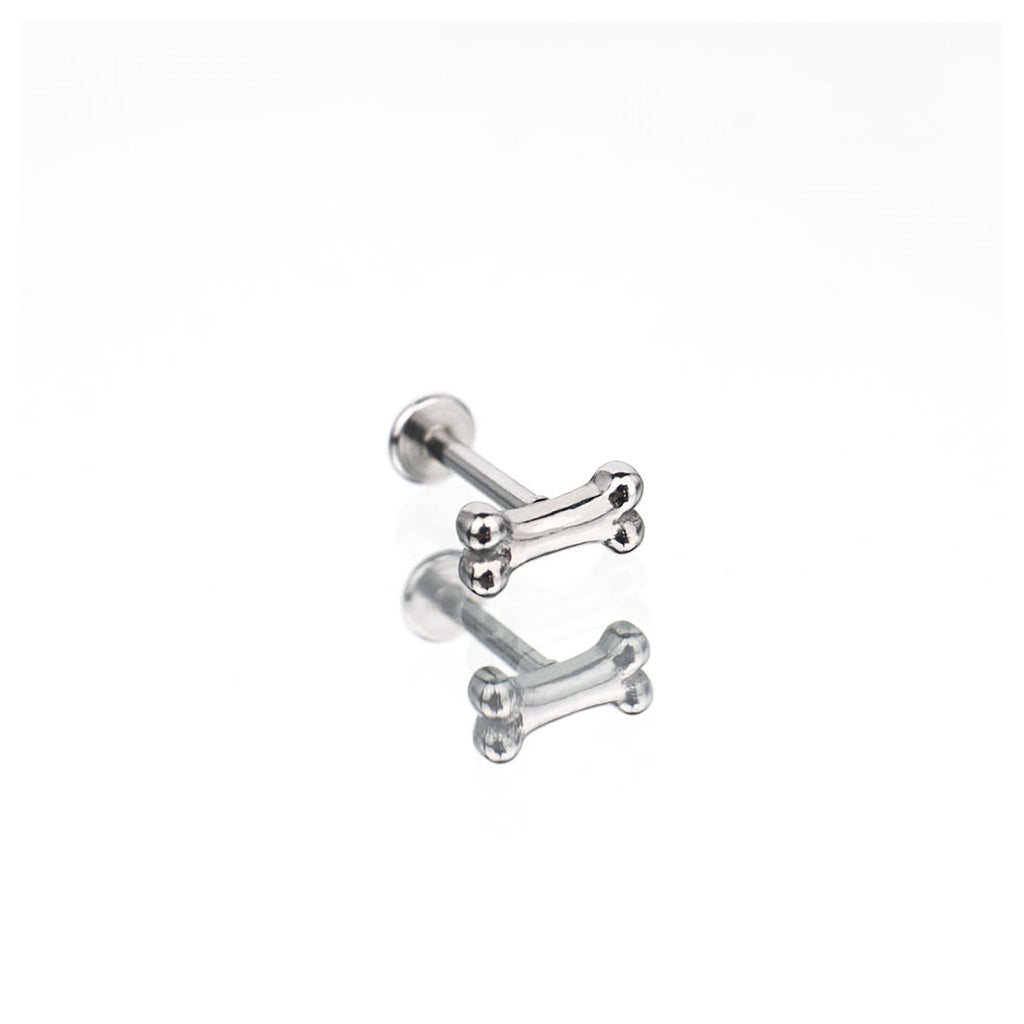 Cute Mini Bone Stainless Steel Internally Threaded Lip Ring