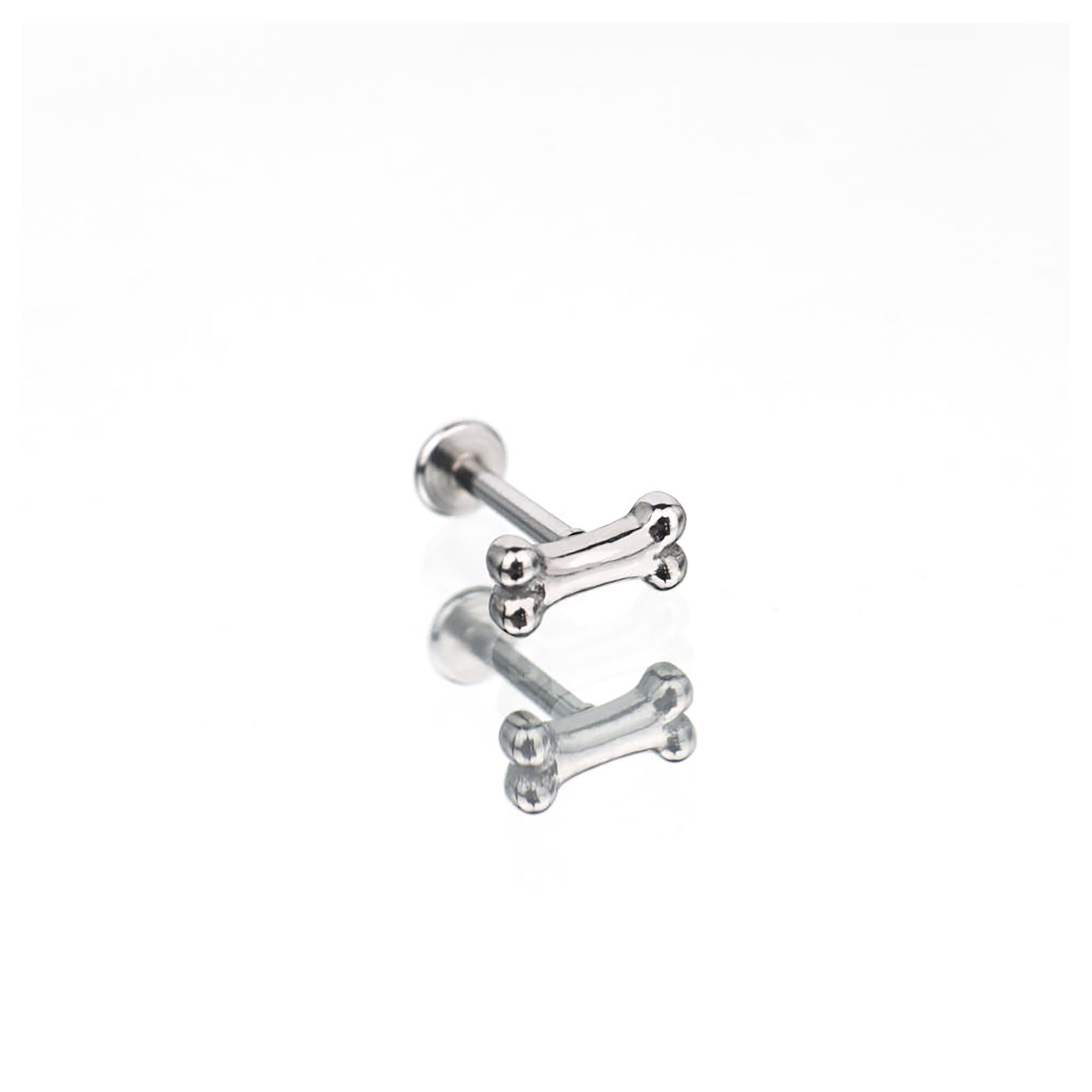 Cute Mini Bone Stainless Steel Internally Threaded Lip Ring