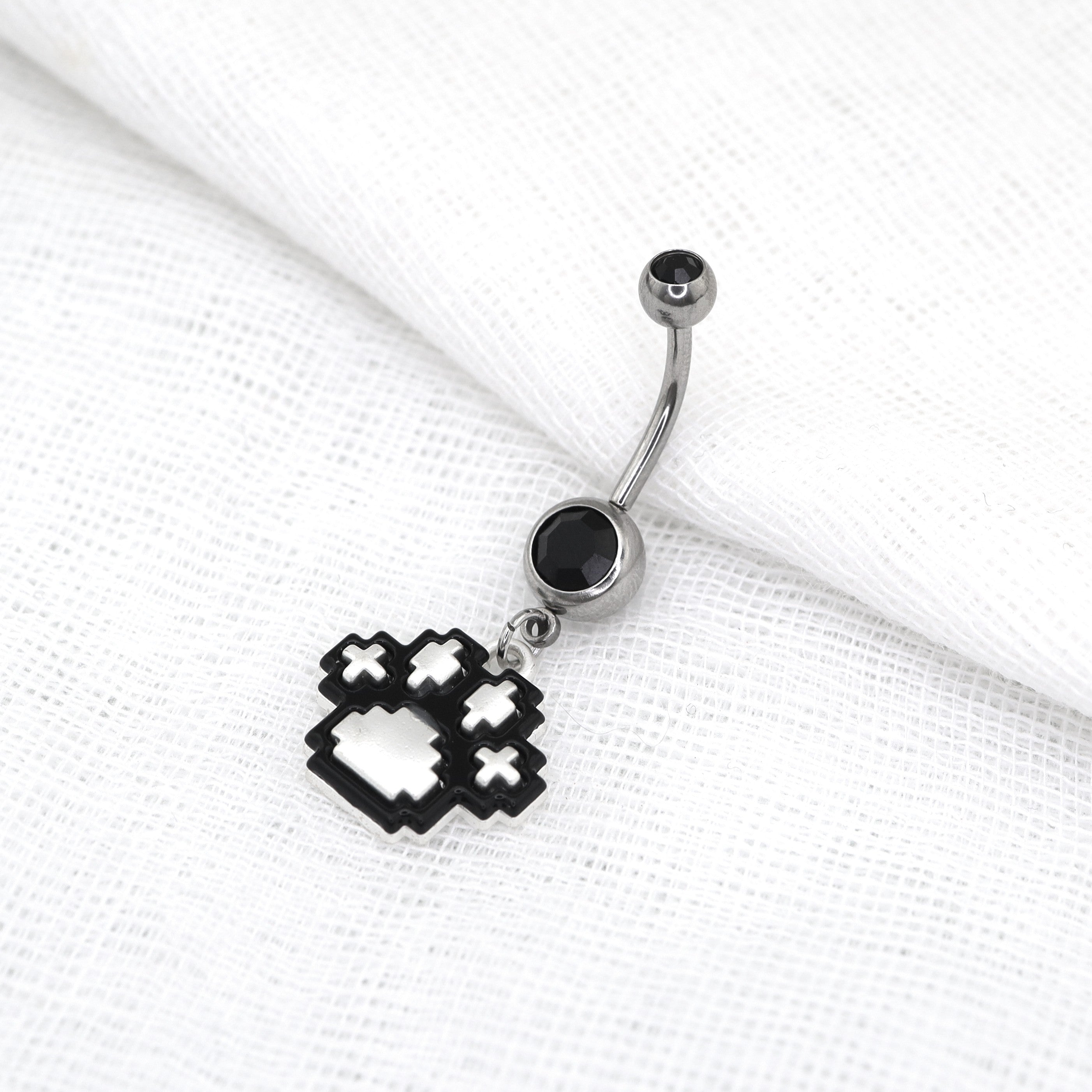 Pixel Art Cat Paw Pendant Belly Ring