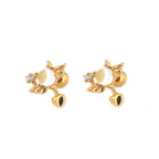 Heart Opal Wing stainless steel Ear Stud