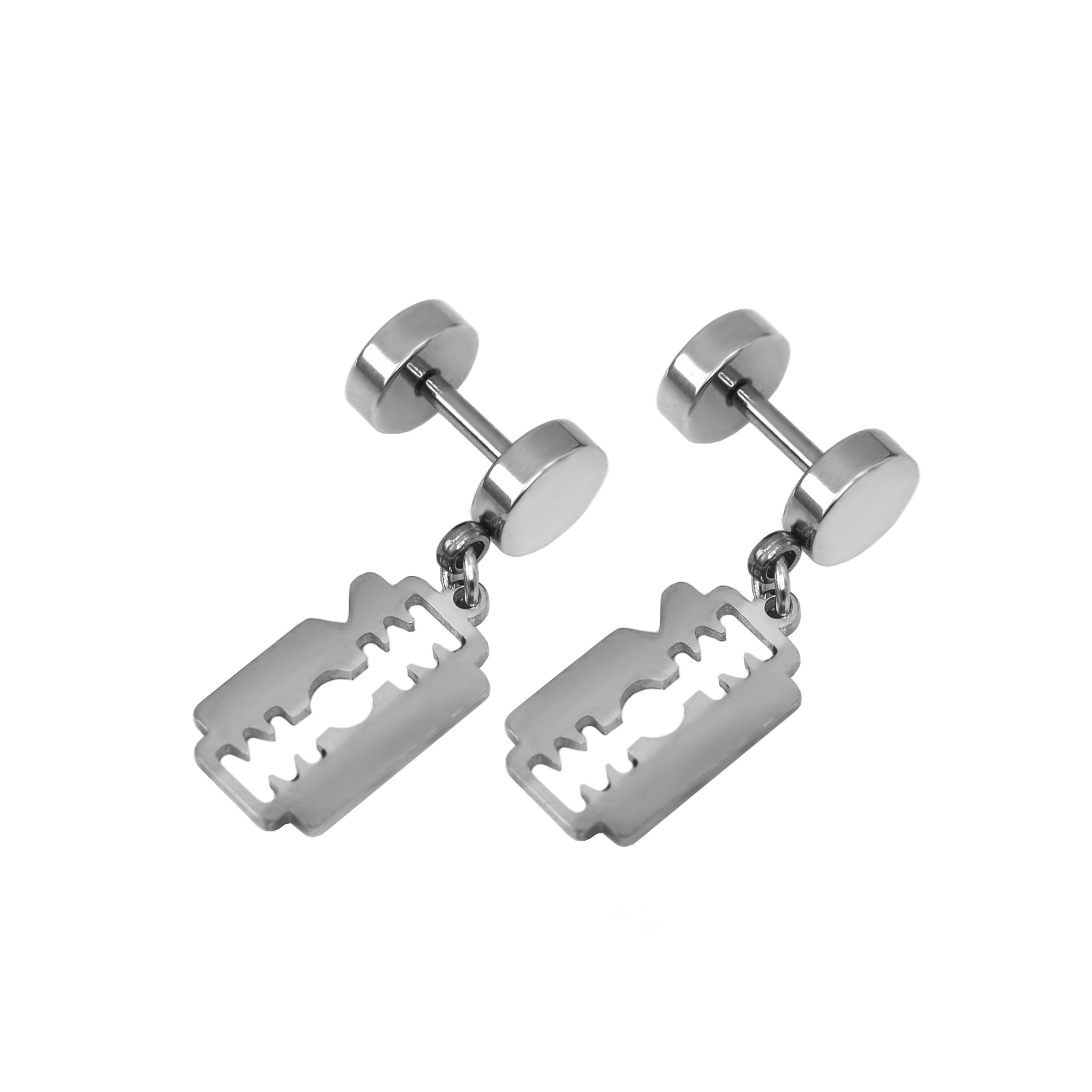 PAIR OF Blade Pendant Externally Threaded Stainless Steel Ear Studs