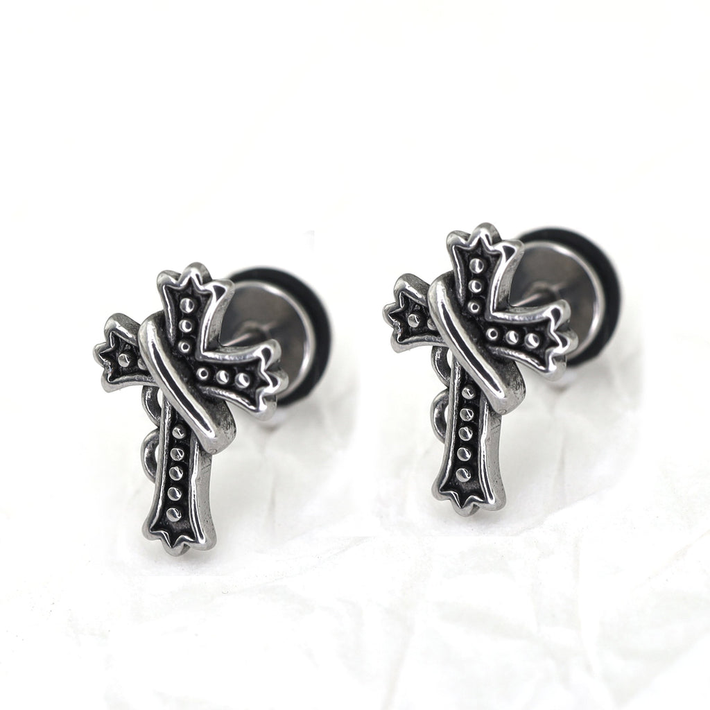 Vintage Twisted Cross tainless steel  Ear Studs