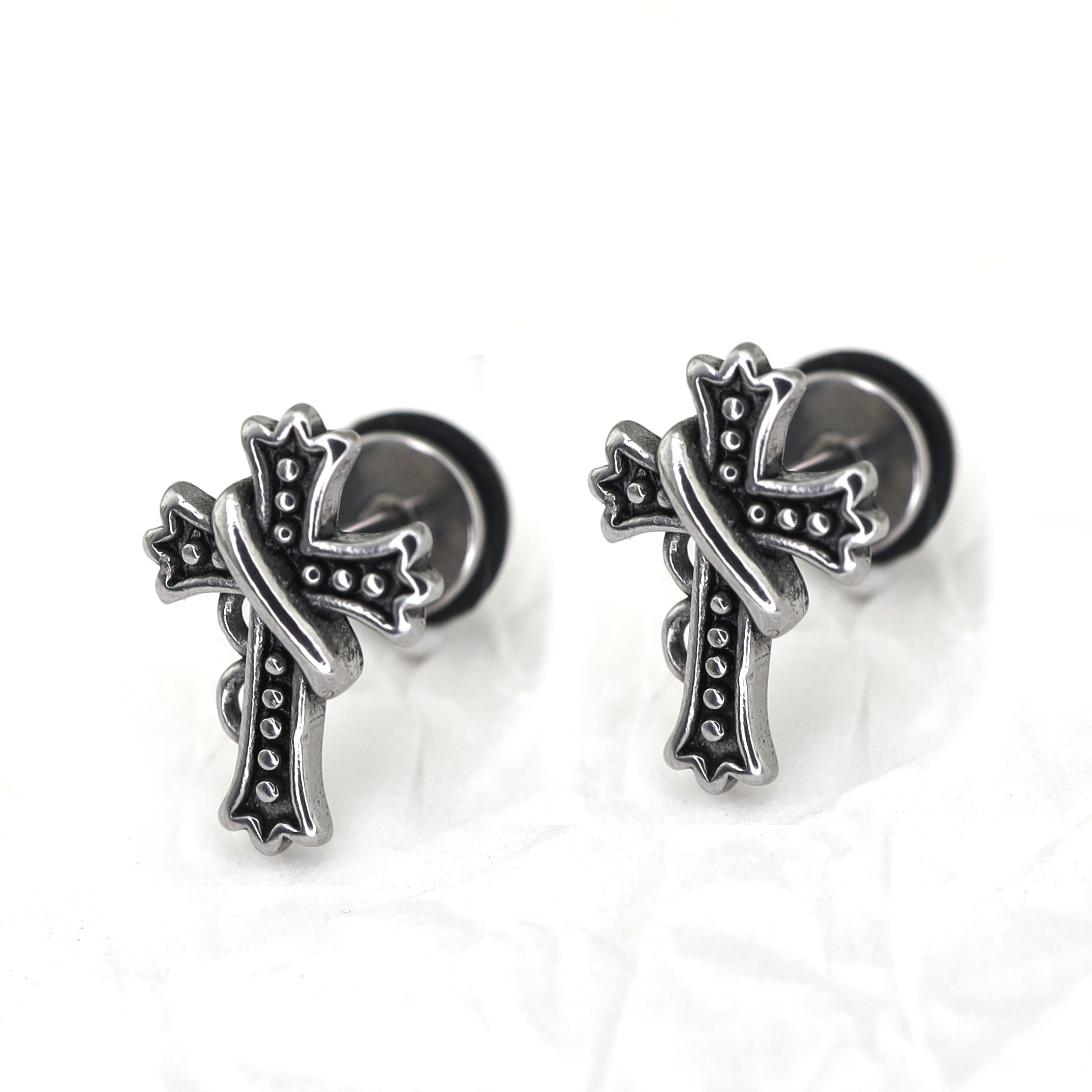 Vintage Twisted Cross tainless steel  Ear Studs