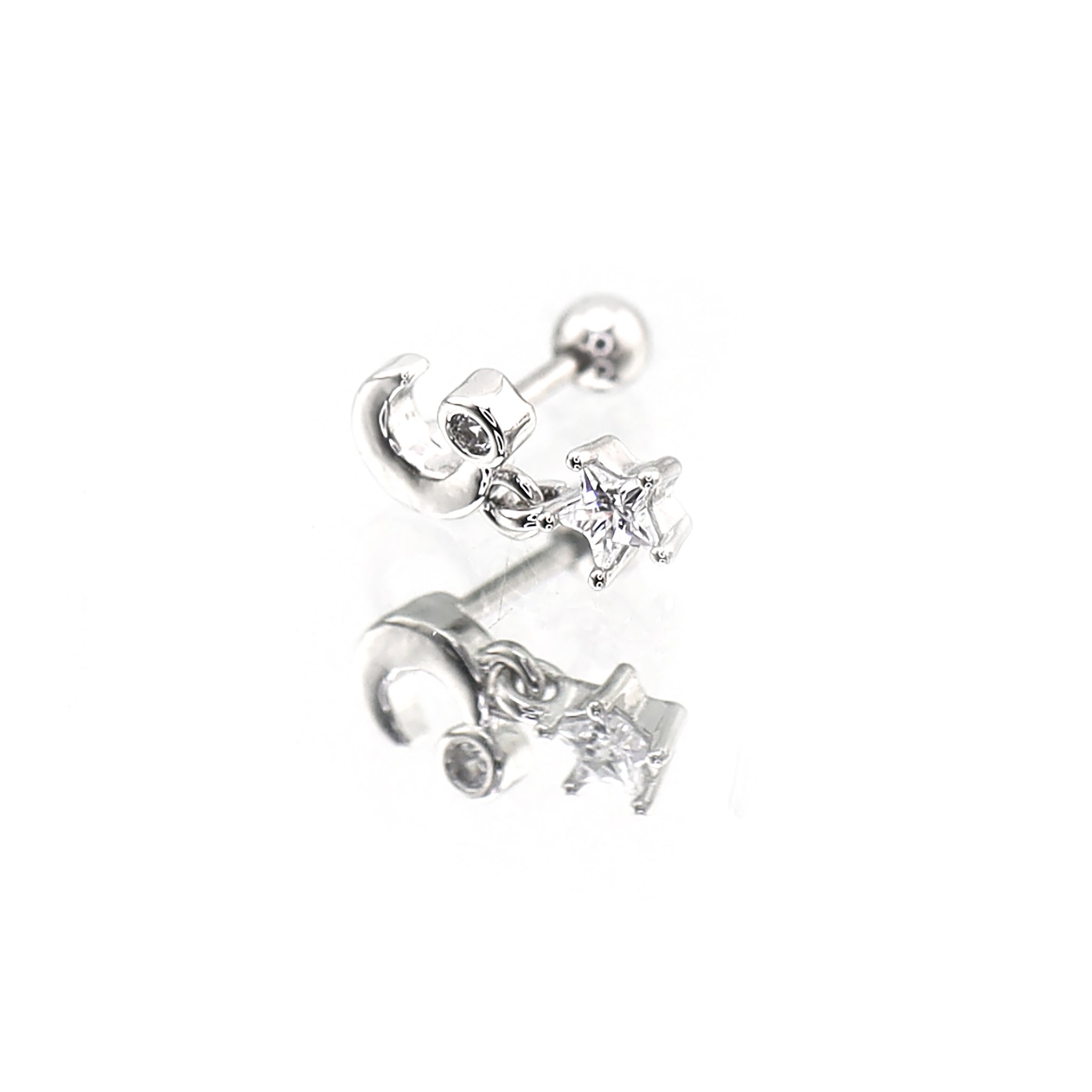 Star & Moon Dangle stainless steel Ear Studs