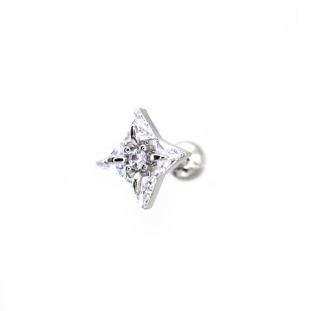 Four-Point Star CZ Thin Gauge Ear Studs