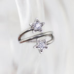 18G Double Pentagram CZ Segment Hoop