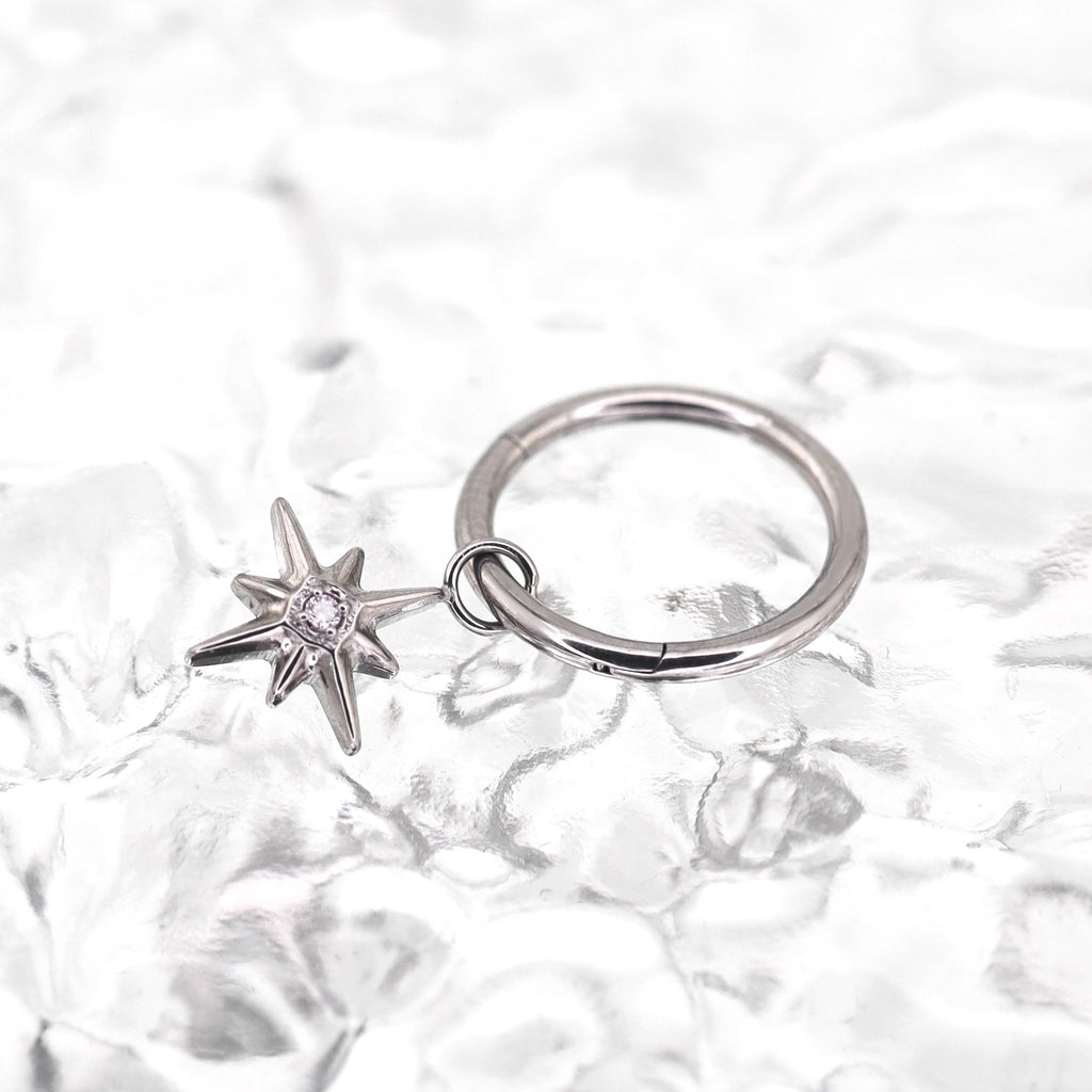 Octagram CZ Pendant Titanium Segment Hoop