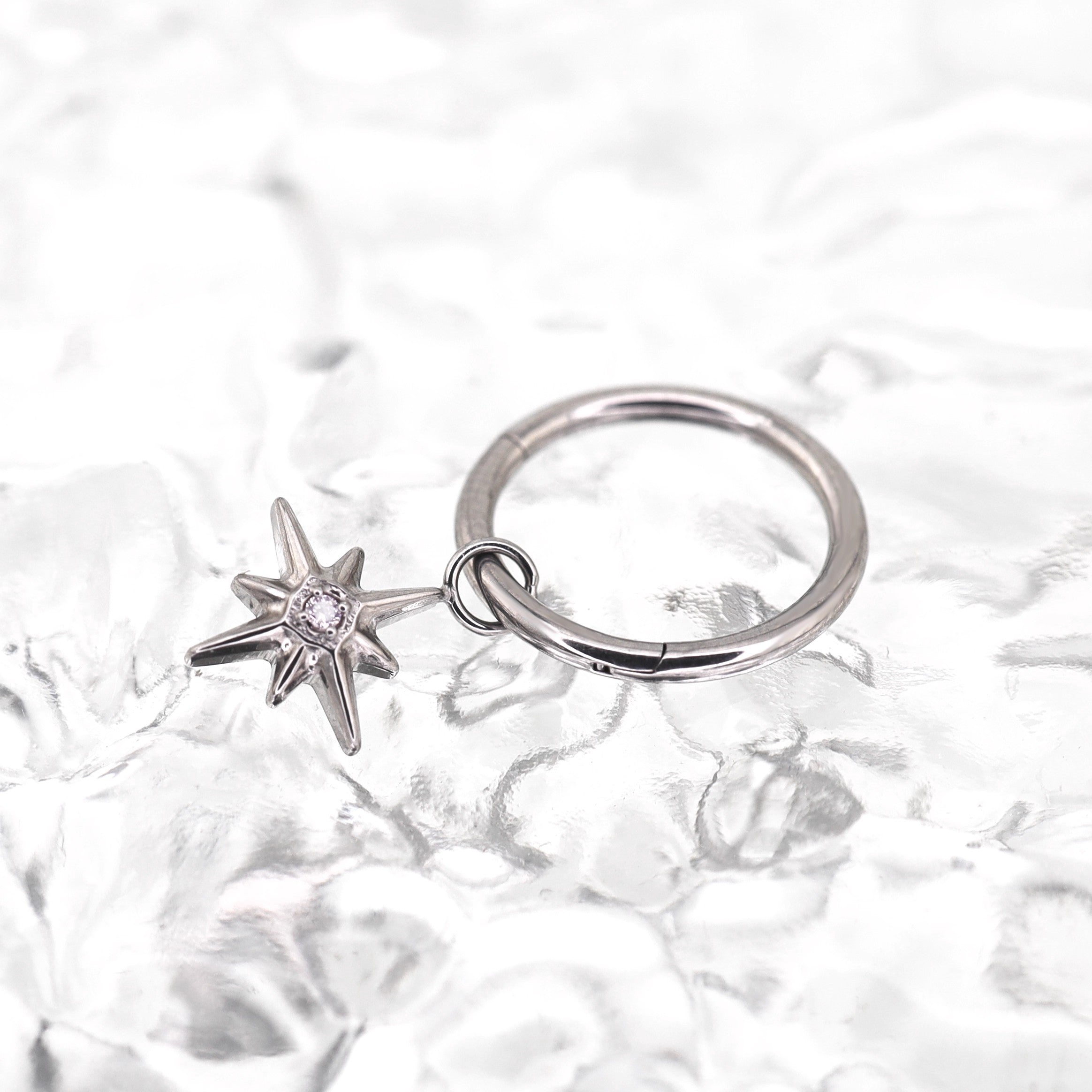 Octagram CZ Pendant Titanium Segment Hoop