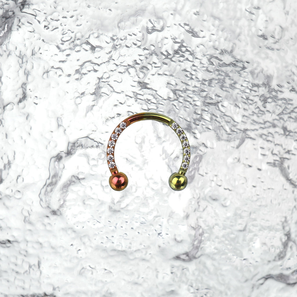 16G CZ Titanium Horseshoe Ring