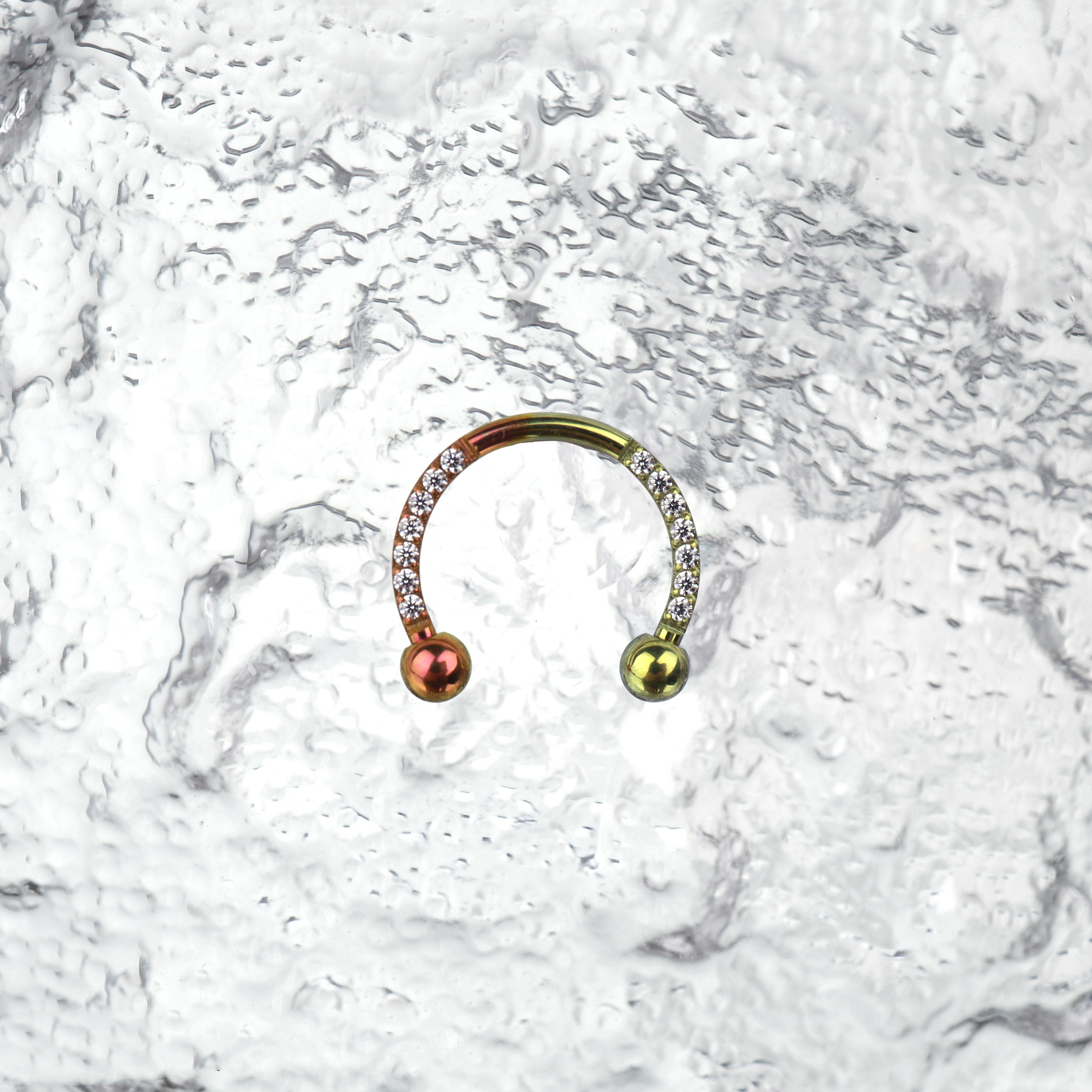 16G CZ Titanium Horseshoe Ring