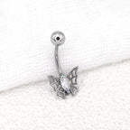 Spider Web CZ Stainless Steel  Belly Ring