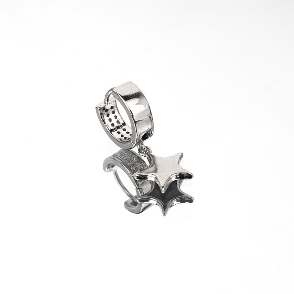 CZ Pendant Pentagram Stainless Steel Earrings