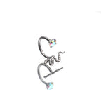 Engraved Serpent CZ Titanium Horseshoe Ring