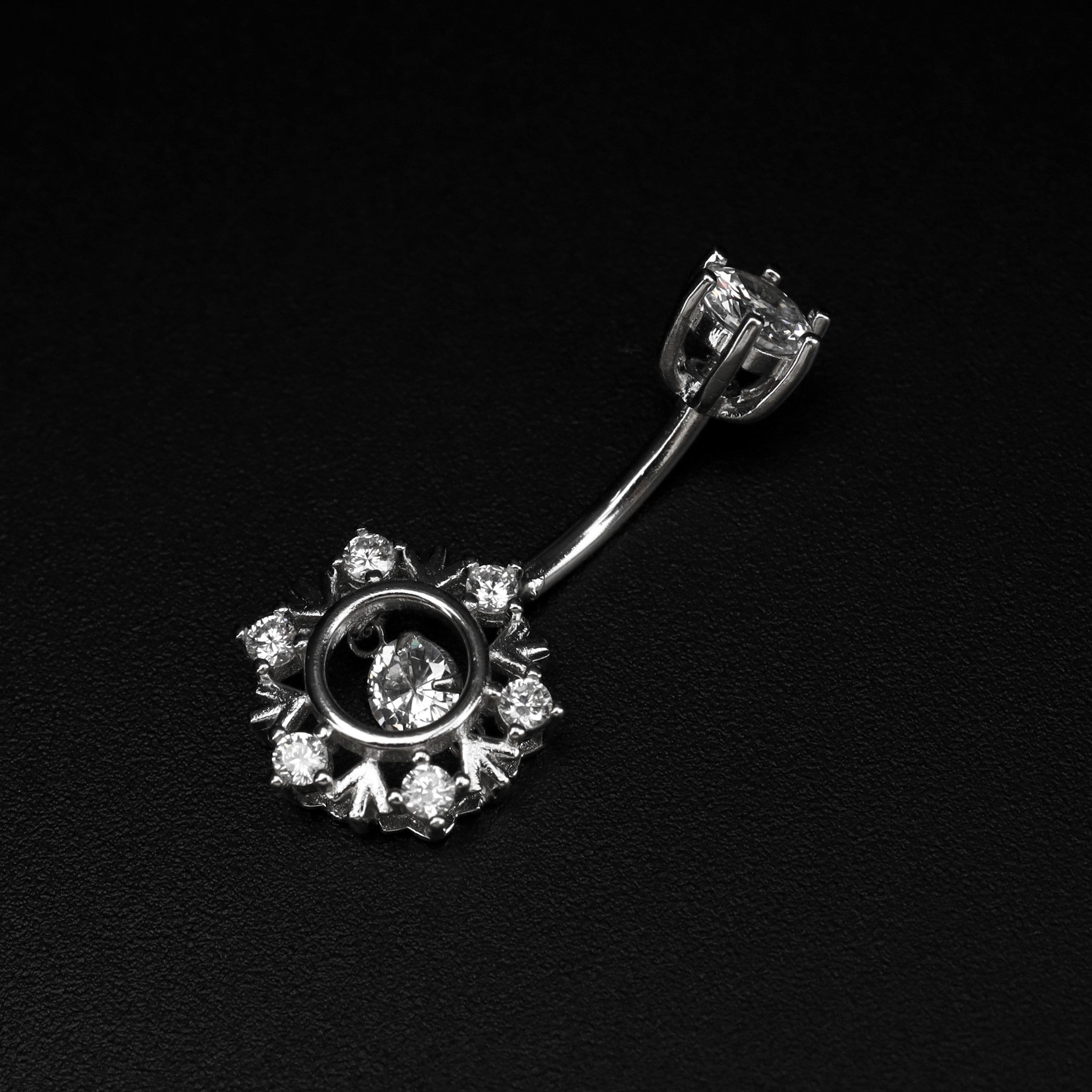 Snowflake CZ S925 Sterling Silver Belly Ring