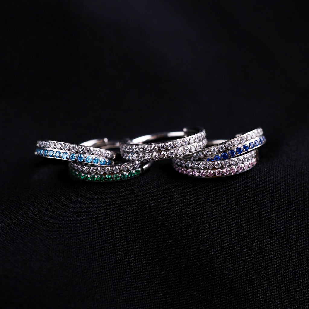 16G Double Layer CZ Titanium Segment Hoop