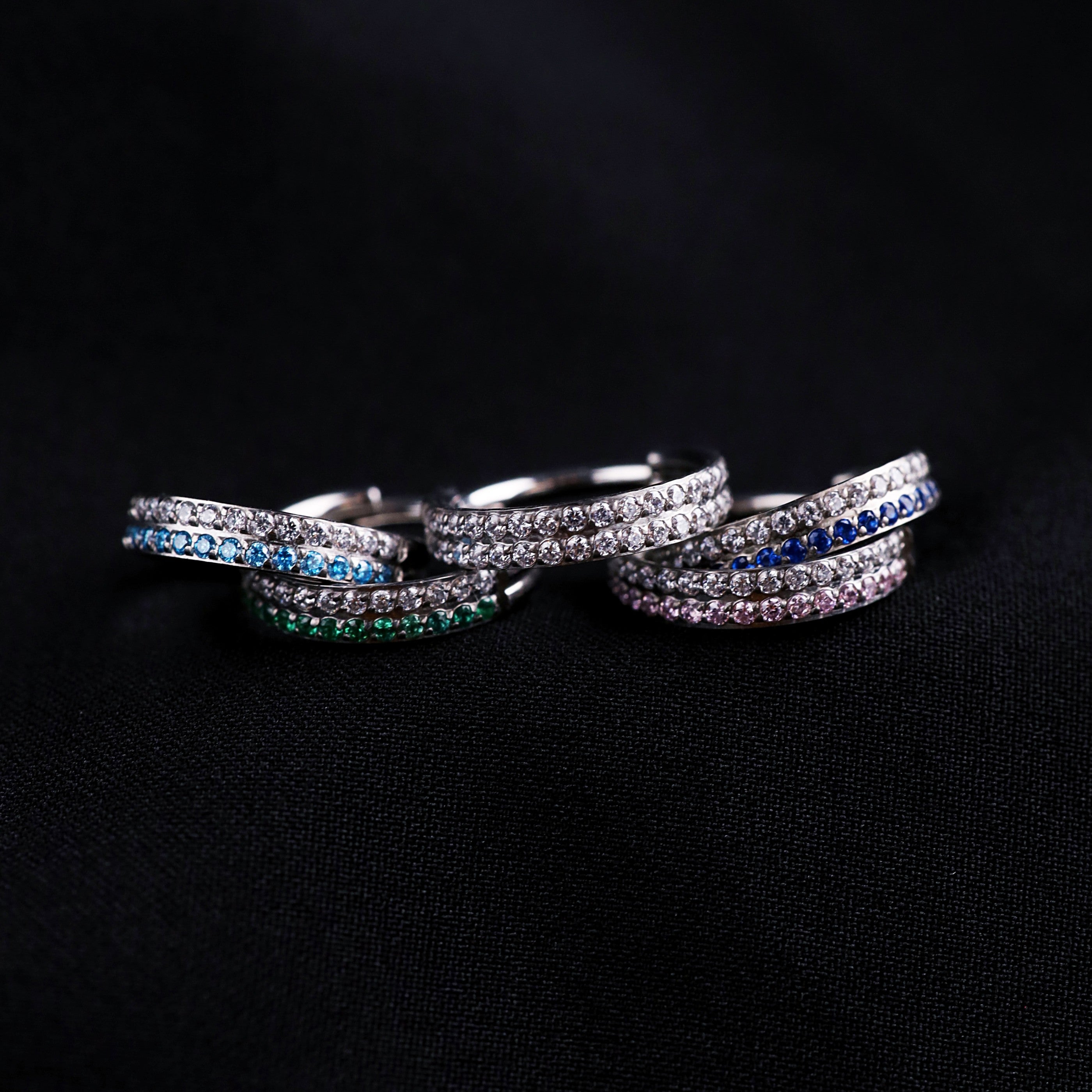 16G Double Layer CZ Titanium Segment Hoop