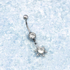 Snowflake CZ Dangle stainless steel Belly Ring