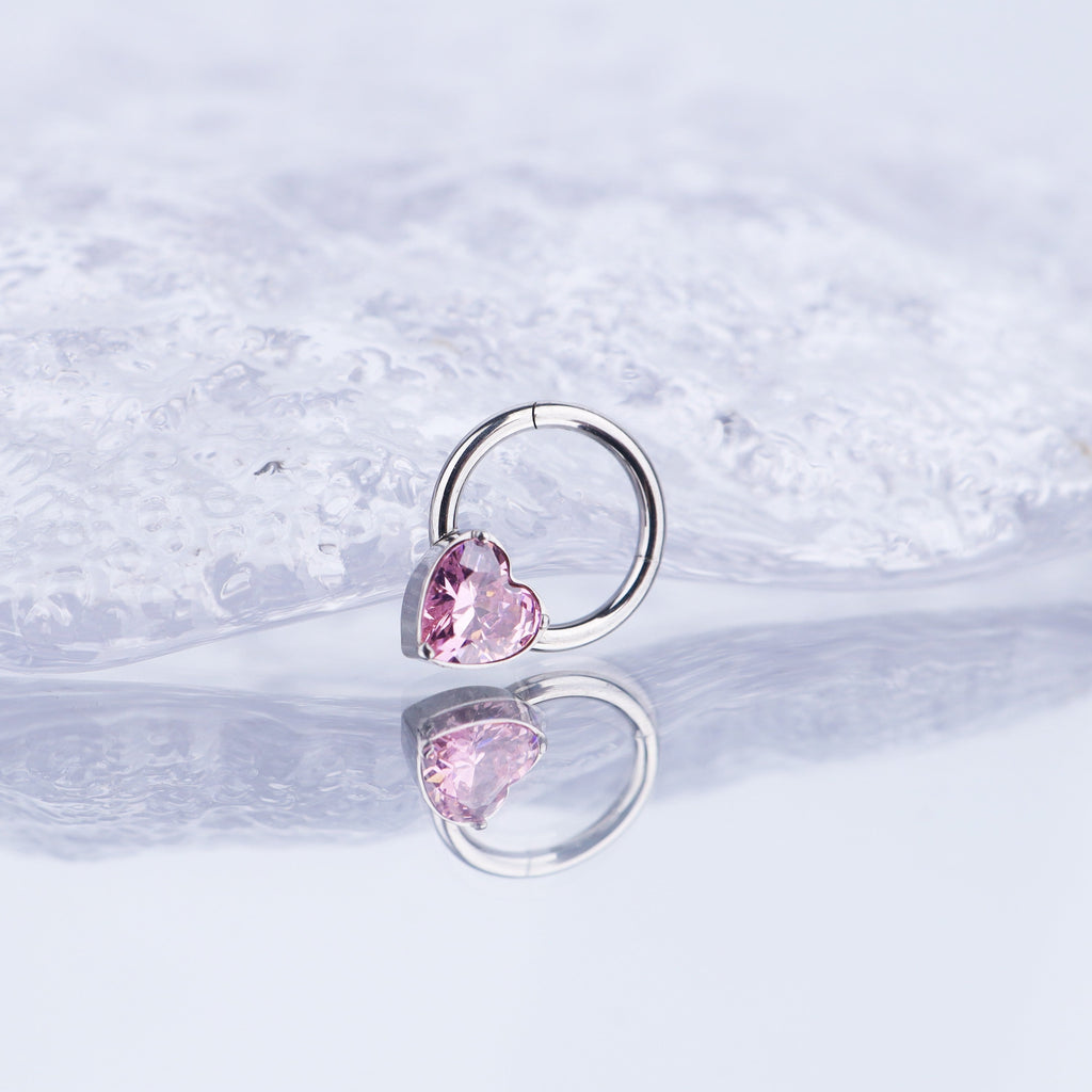 Heart-shaped CZ stainless steel Segment Hoop