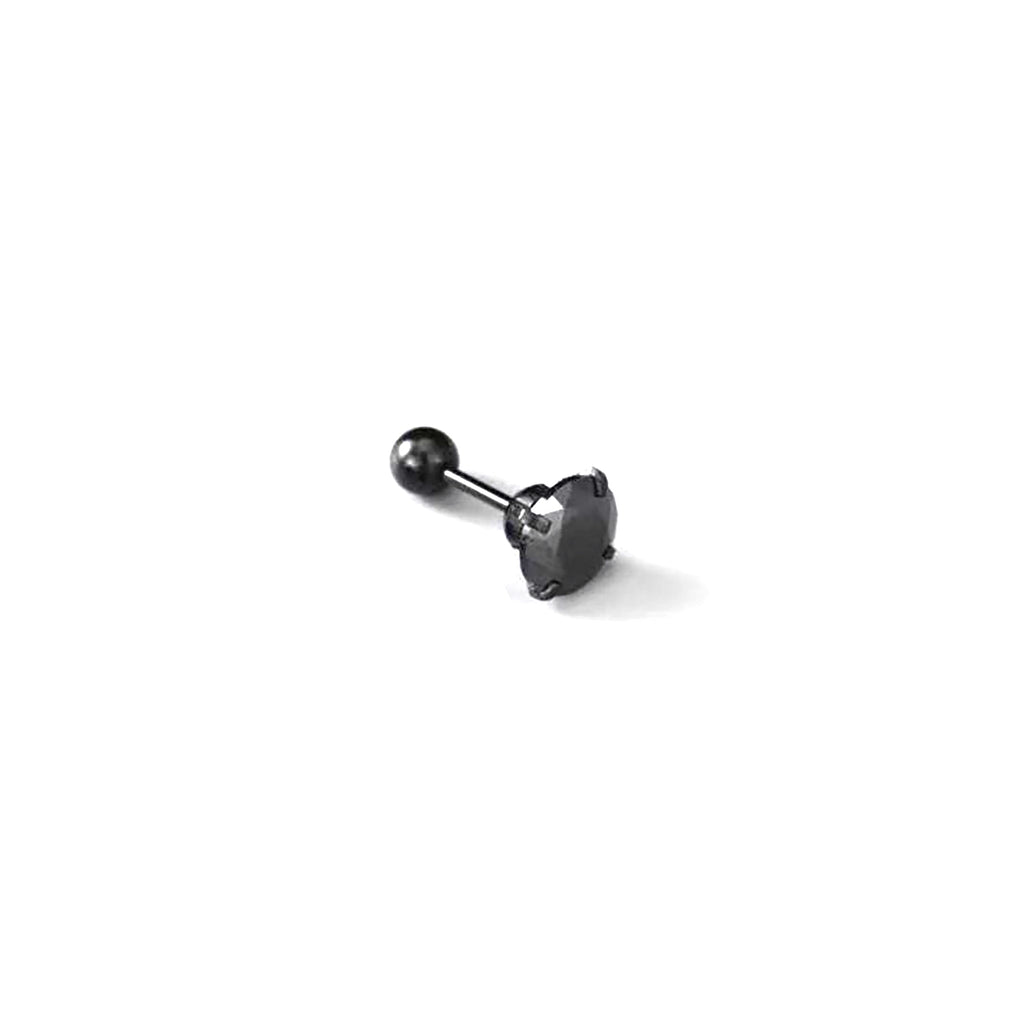 Thin Post Black CZ Stainless Steel Ear Stud