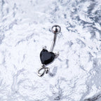 Devil Heart CZ stainless steel Belly Ring
