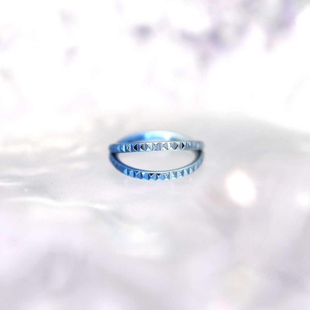 Double Hoop Engraved Titanium Segment Hoop