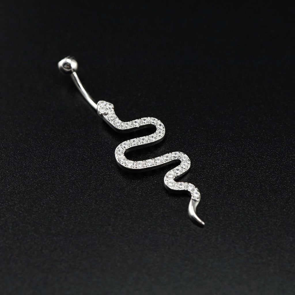 Serpent CZ S925 Sterling Silver Belly Ring