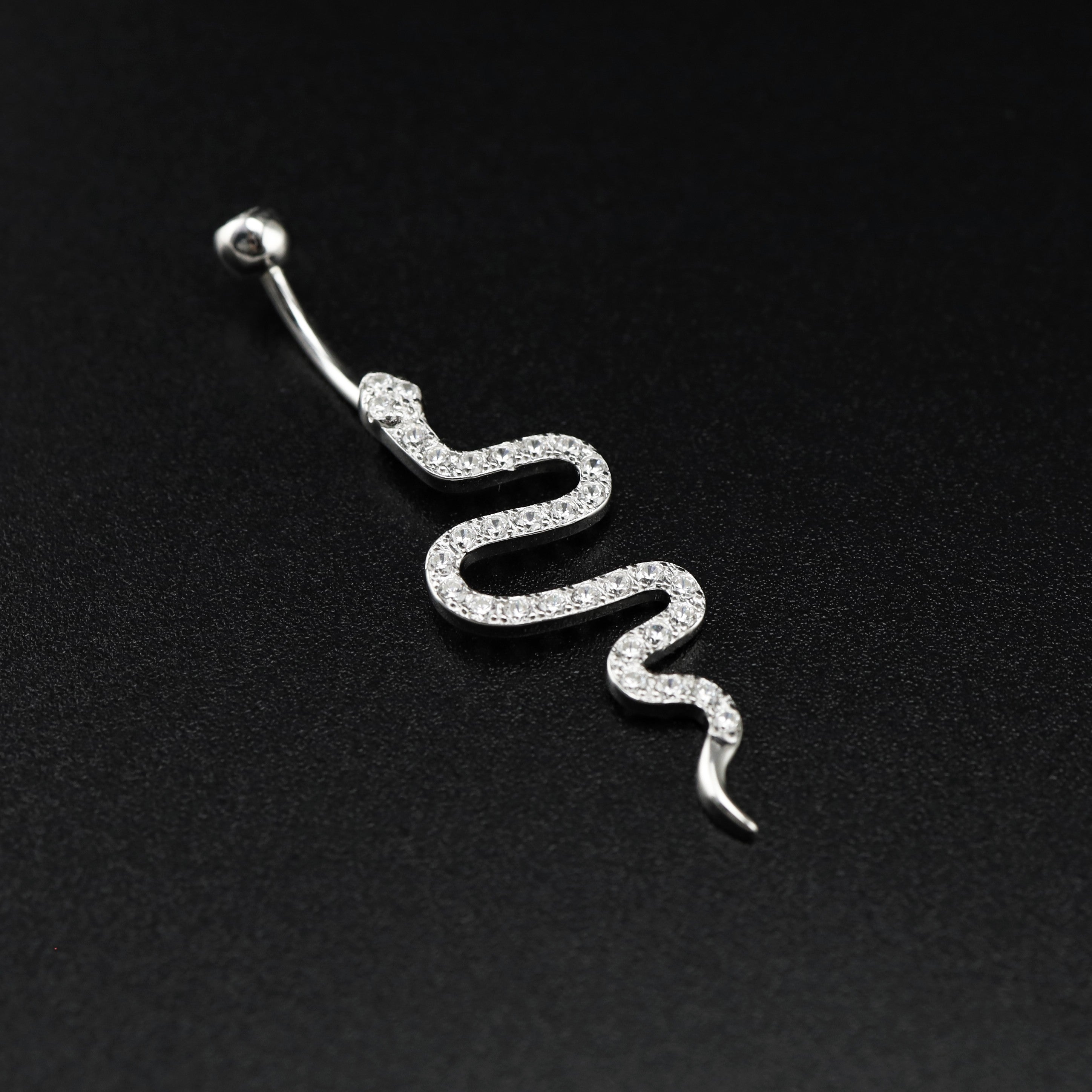 Serpent CZ S925 Sterling Silver Belly Ring