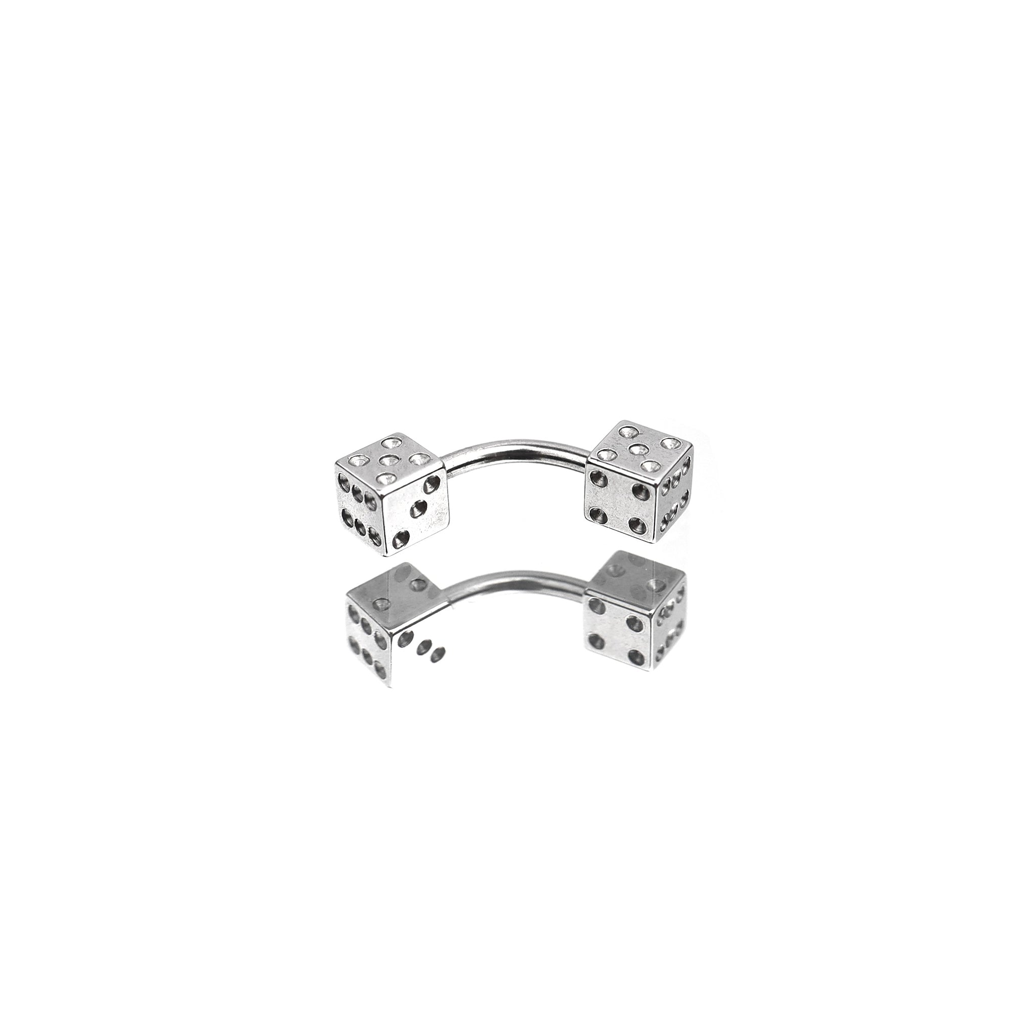 Dice Externally Threaded Stainless Steel Brow Studs