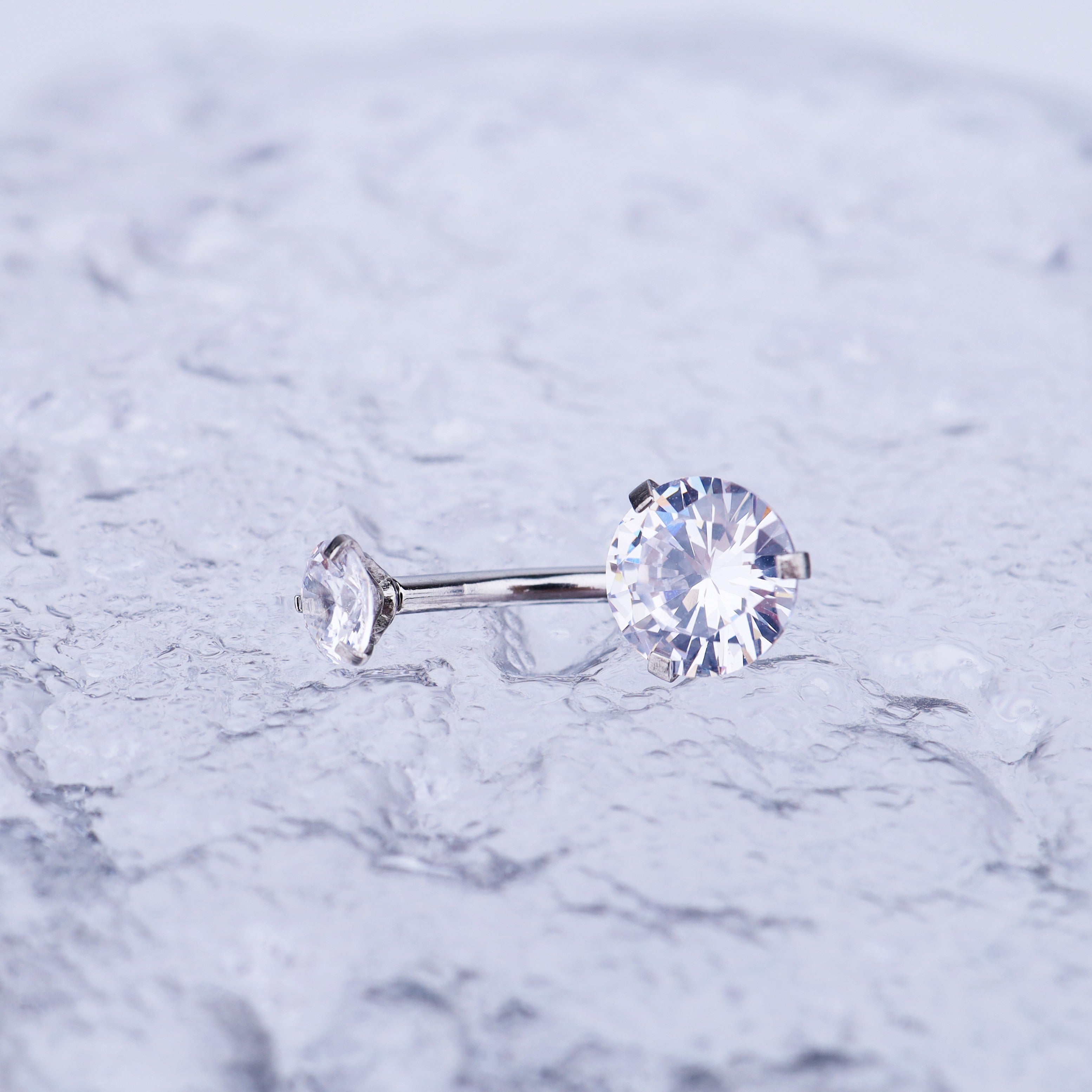 Round CZ Stainless Steel Belly Ring