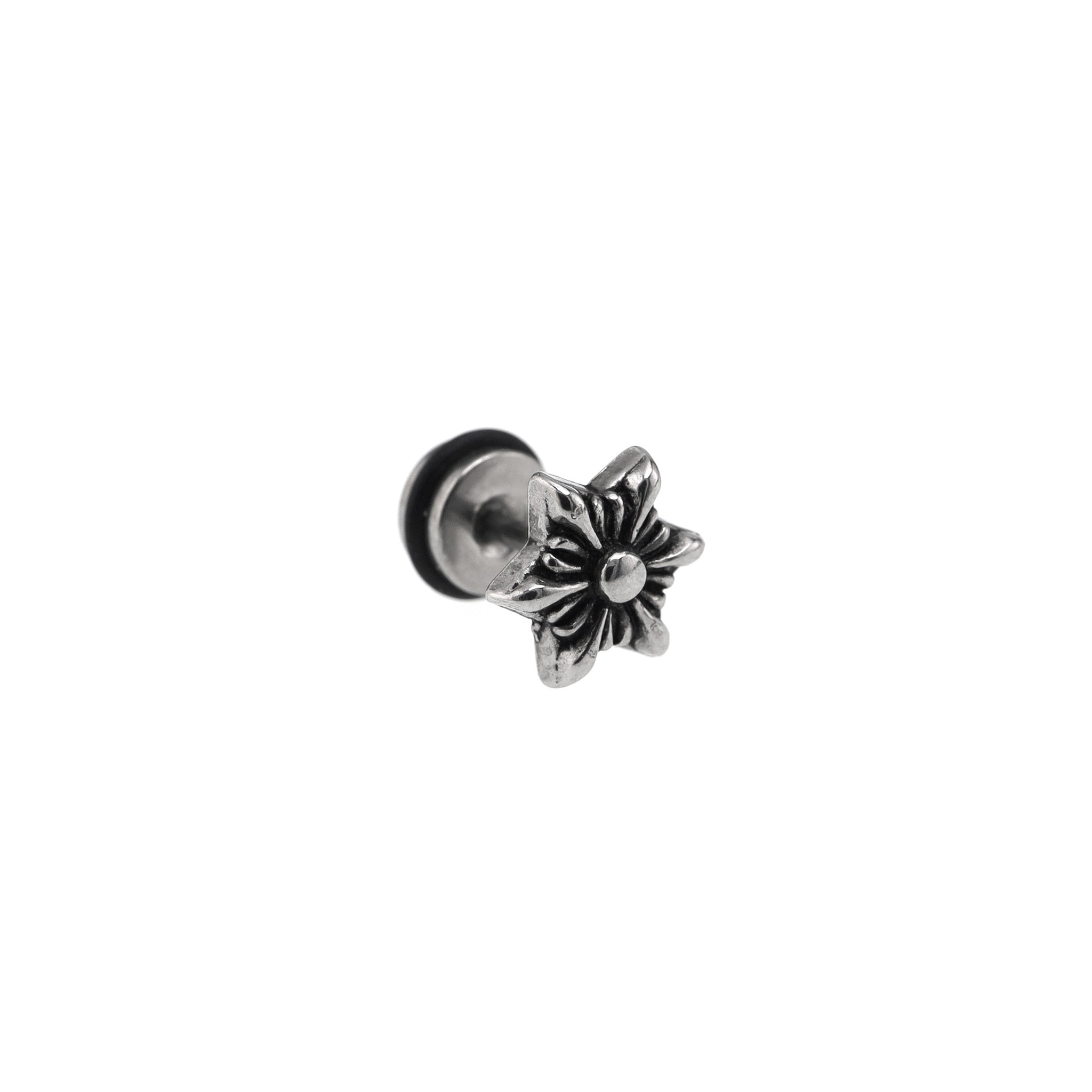Engraved Snowflake Externally Threaded Stainless Steel Ear Studs