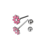 Pink Flower Oil Slick Tongue Stud