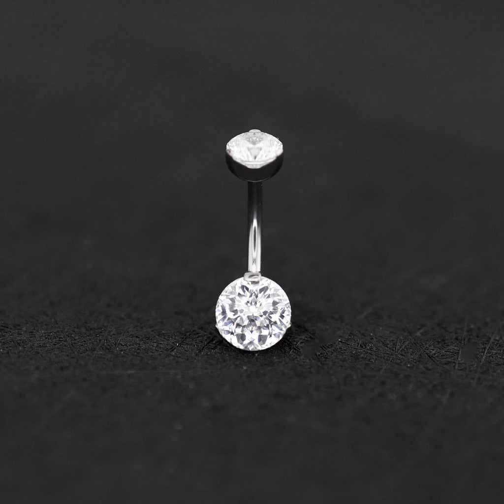 High Shine CZ Titanium Belly Ring