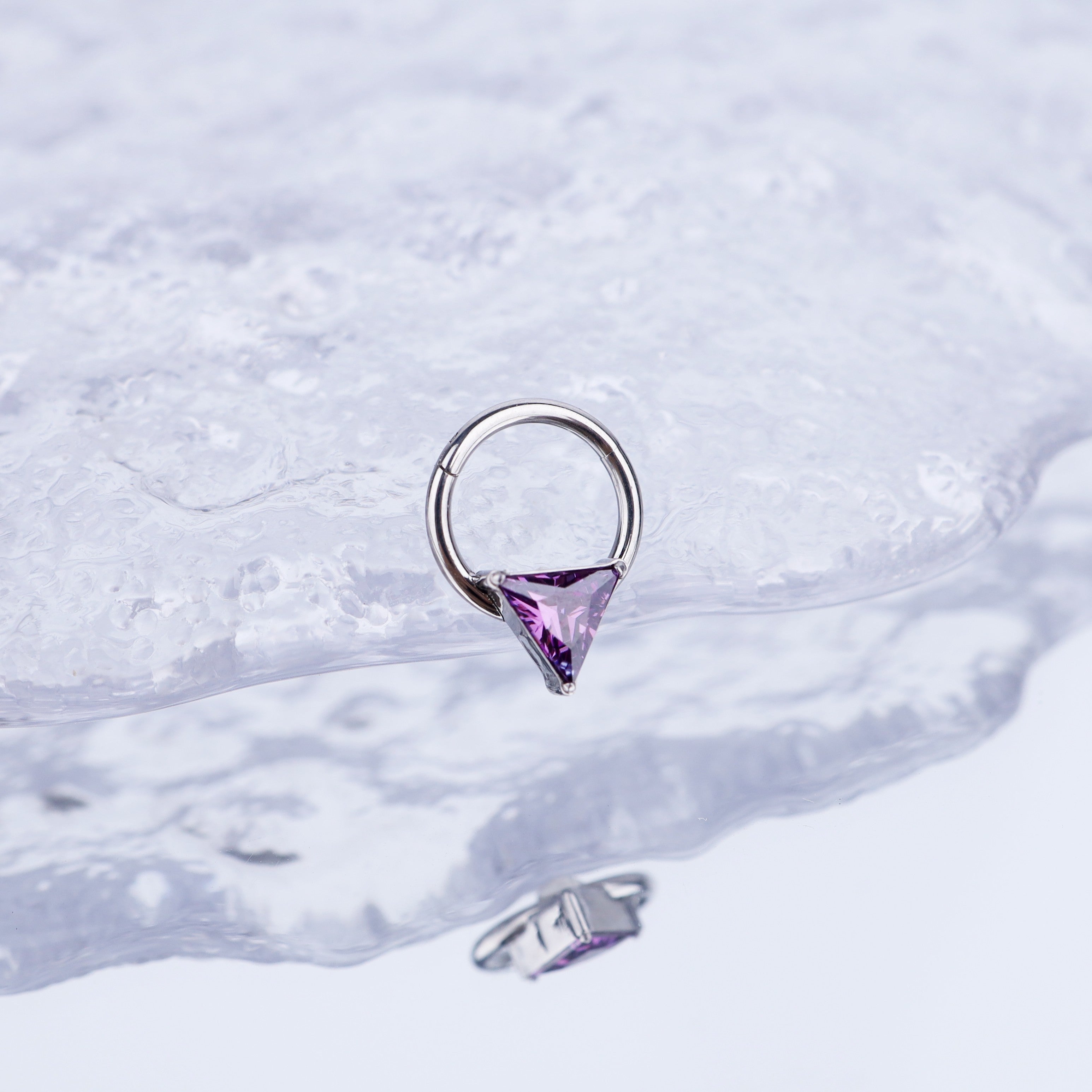 Triangle CZ stainless steel Segment Hoop