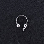 Spike and Ball Ends Horseshoe Lip Ring