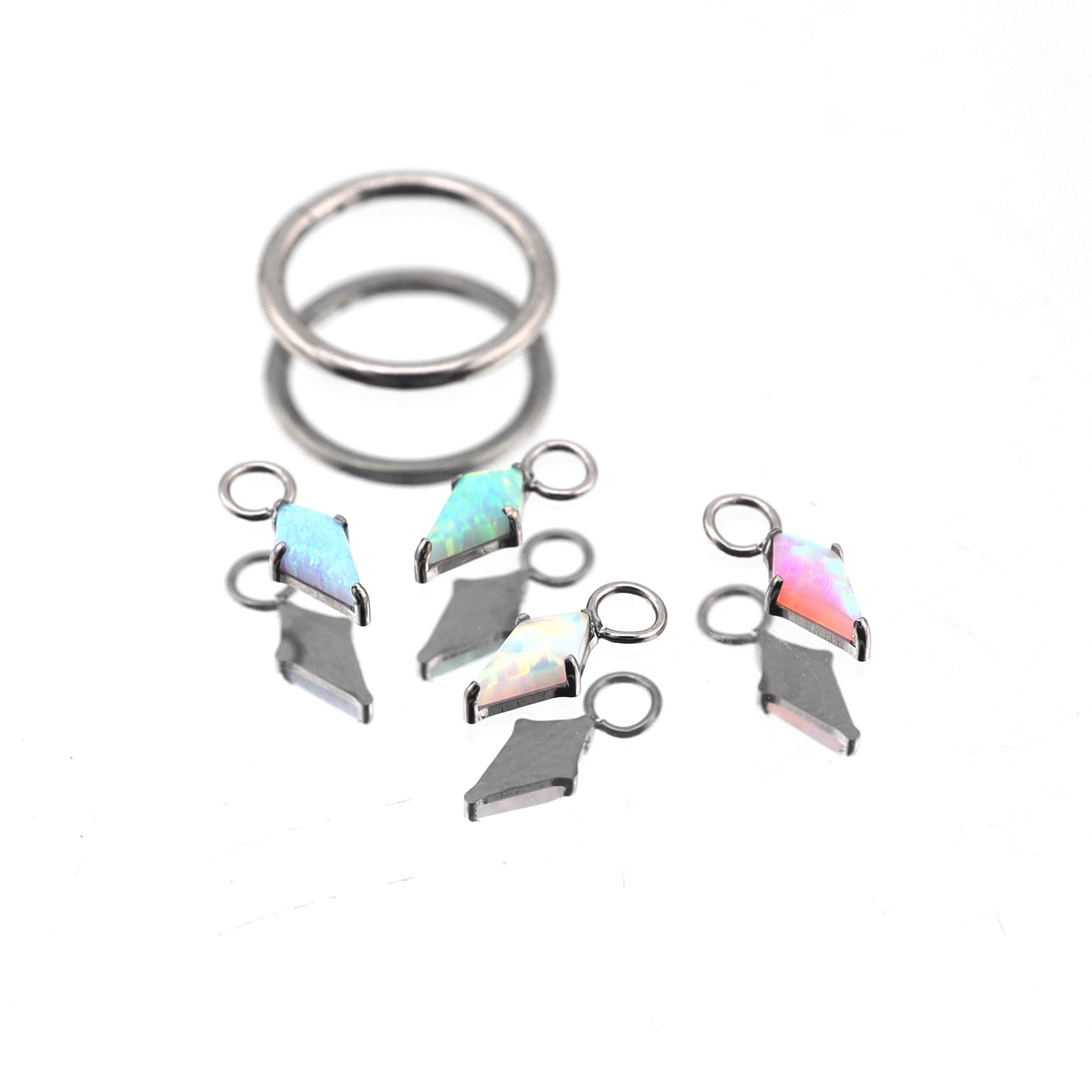 Opal Rhombic Pendant Titanium Segment Hoop