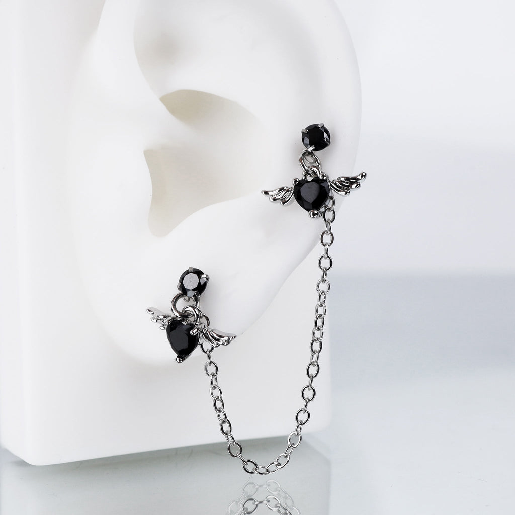 Double CZ Wing Stainless Steel Ear Chain