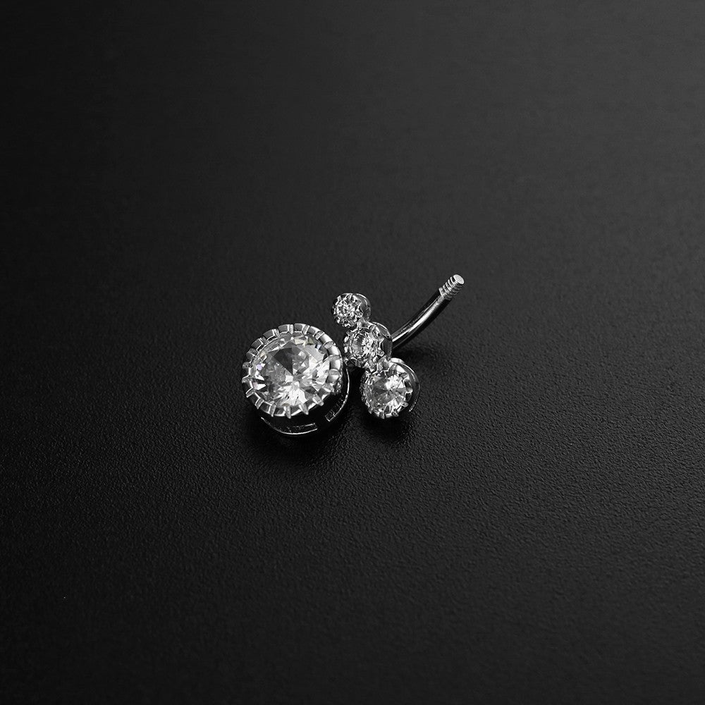 Four CZ S925 Sterling Silver Belly Ring