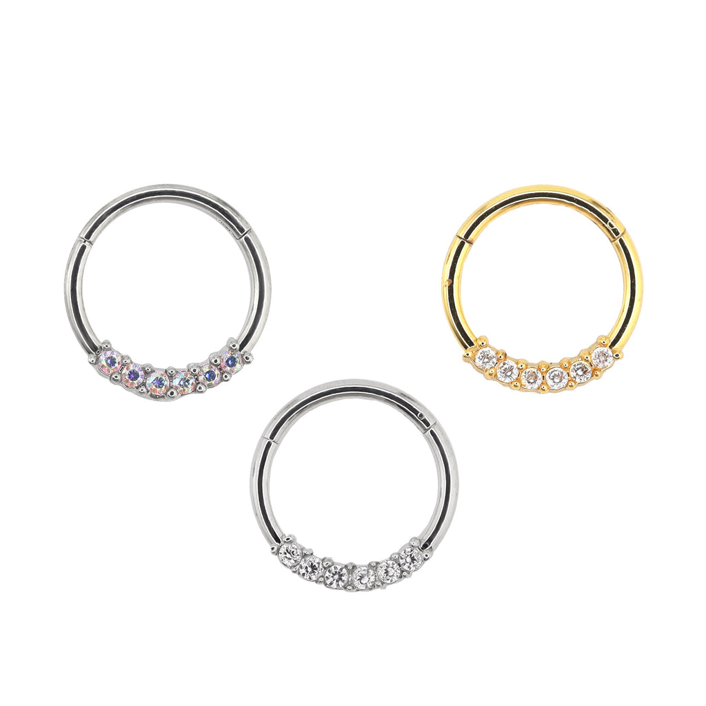 Mini CZ stainless steel Segment Ring