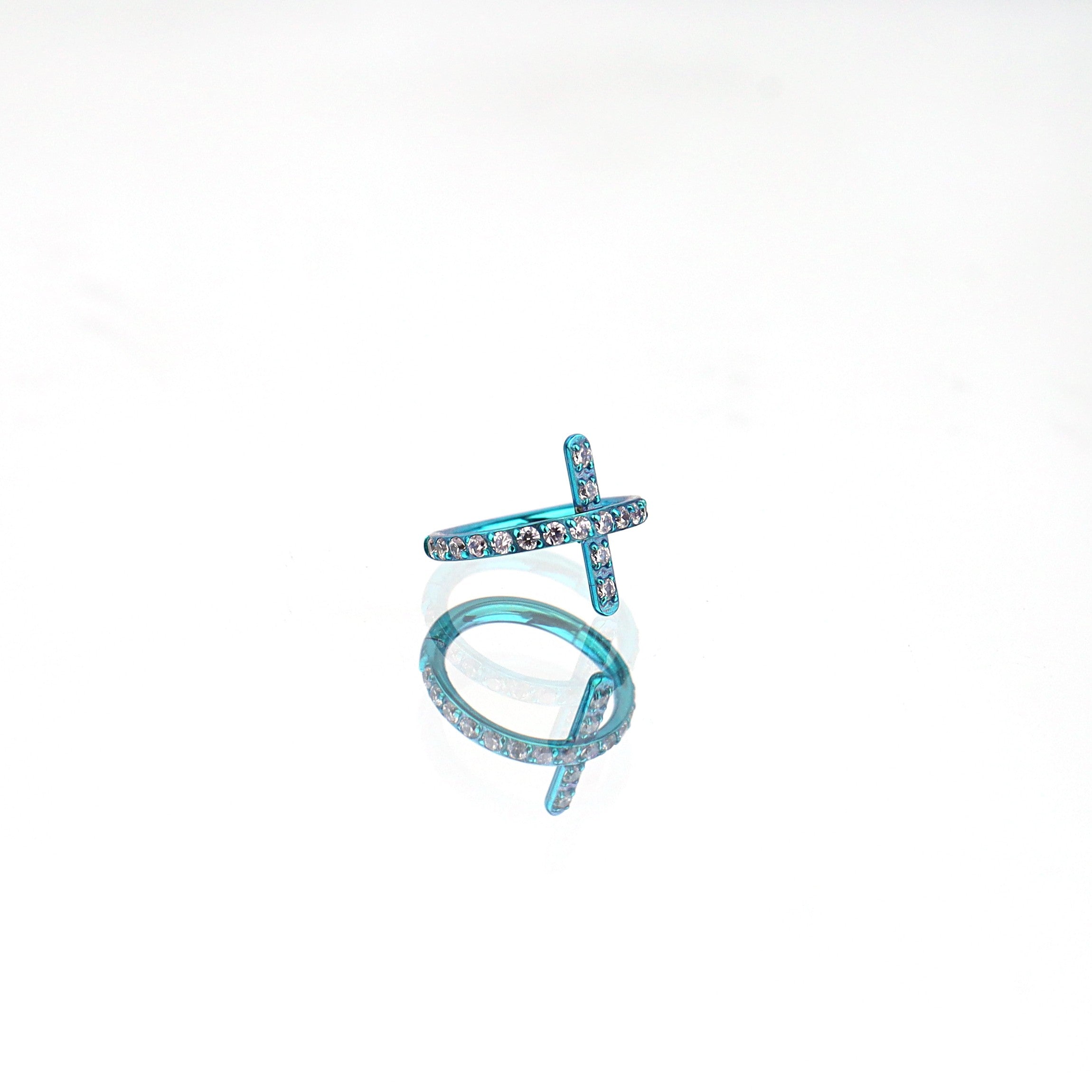 Cross CZ Titanium Clicker Nose Hoop