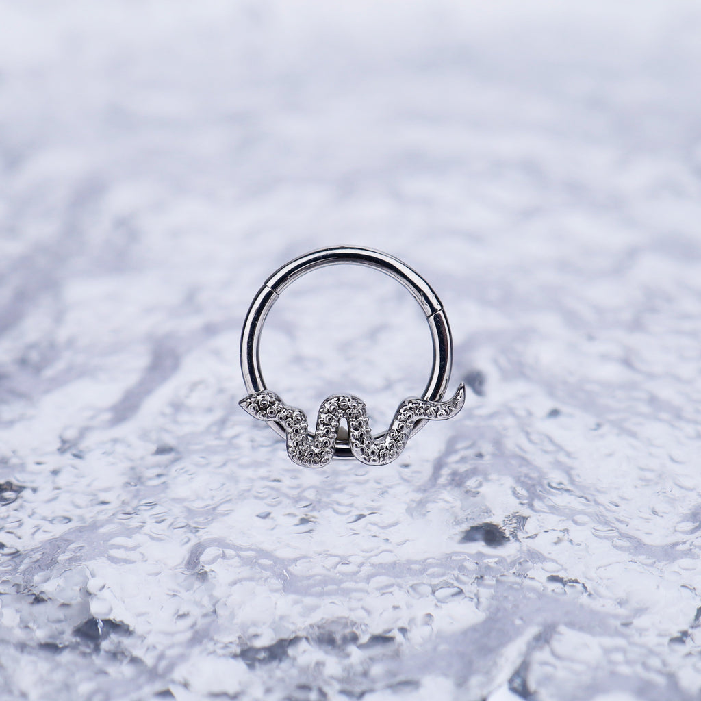Engraved Serpent stainless steel Segment Ring